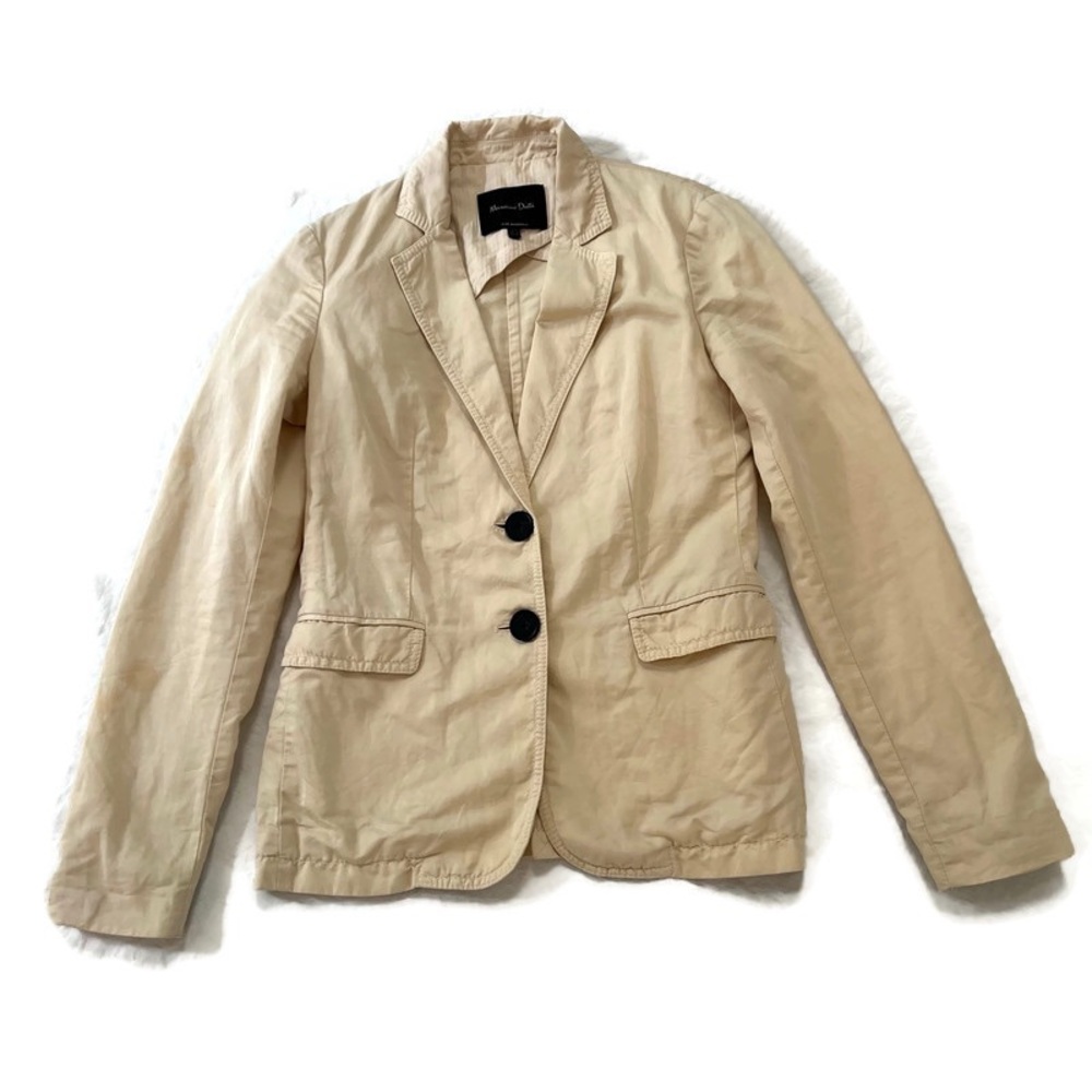 Massimo Dutti Chore Blazer Short Jacket 2 Button Front Pockets Cream Size 4